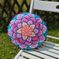 Preview: Rundes Kissen Mandala Blume klein 31cm